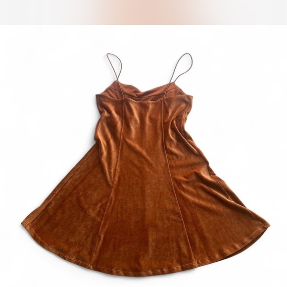 Burnt Orange Velvet Spaghetti Strap Mini Dress Woman's Medium - Picture 3 of 8